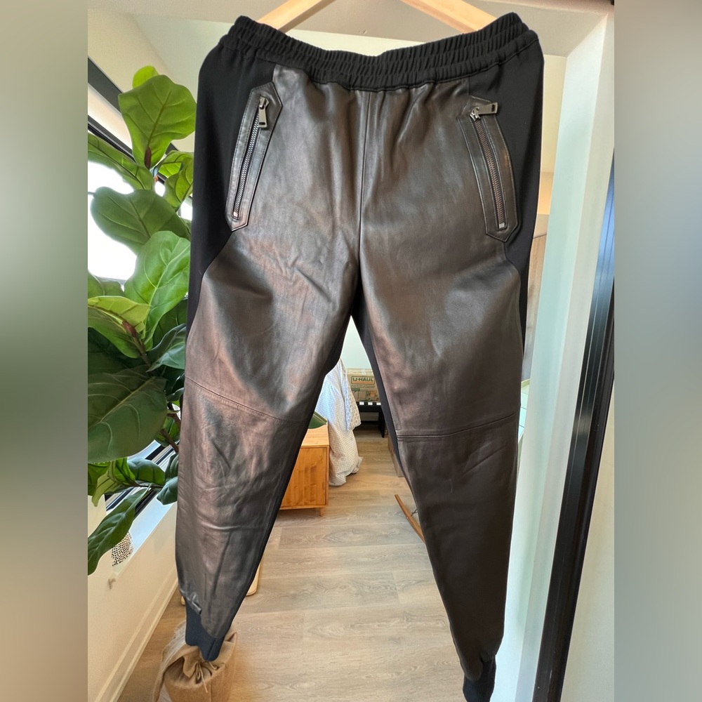 Vince Black Leather Joggers